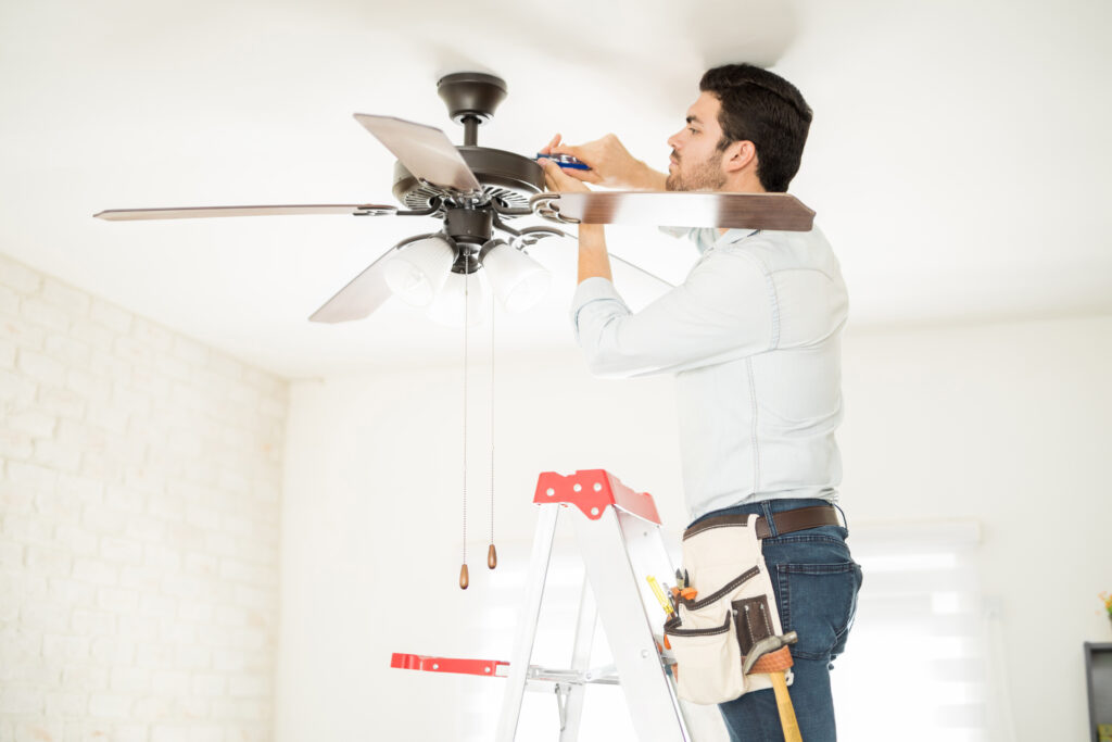 Newly installed modern light fixture in a residential ceiling